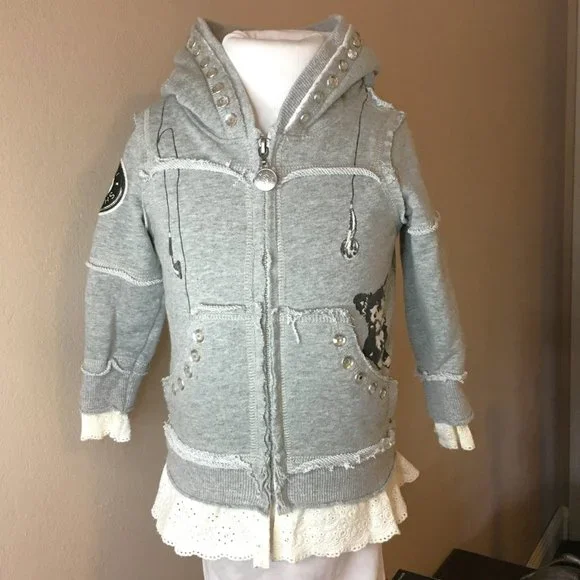 MINI SHATSU Puppy Lace Zip-Front Hoody
